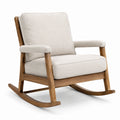 Sedia a dondolo in legno con rivestimento in poliestere beige