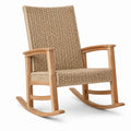 Sedia a dondolo in legno e fibra sintetica beige