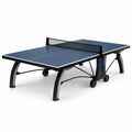 Tavolo da ping pong pieghevole blu in metallo e MDF
