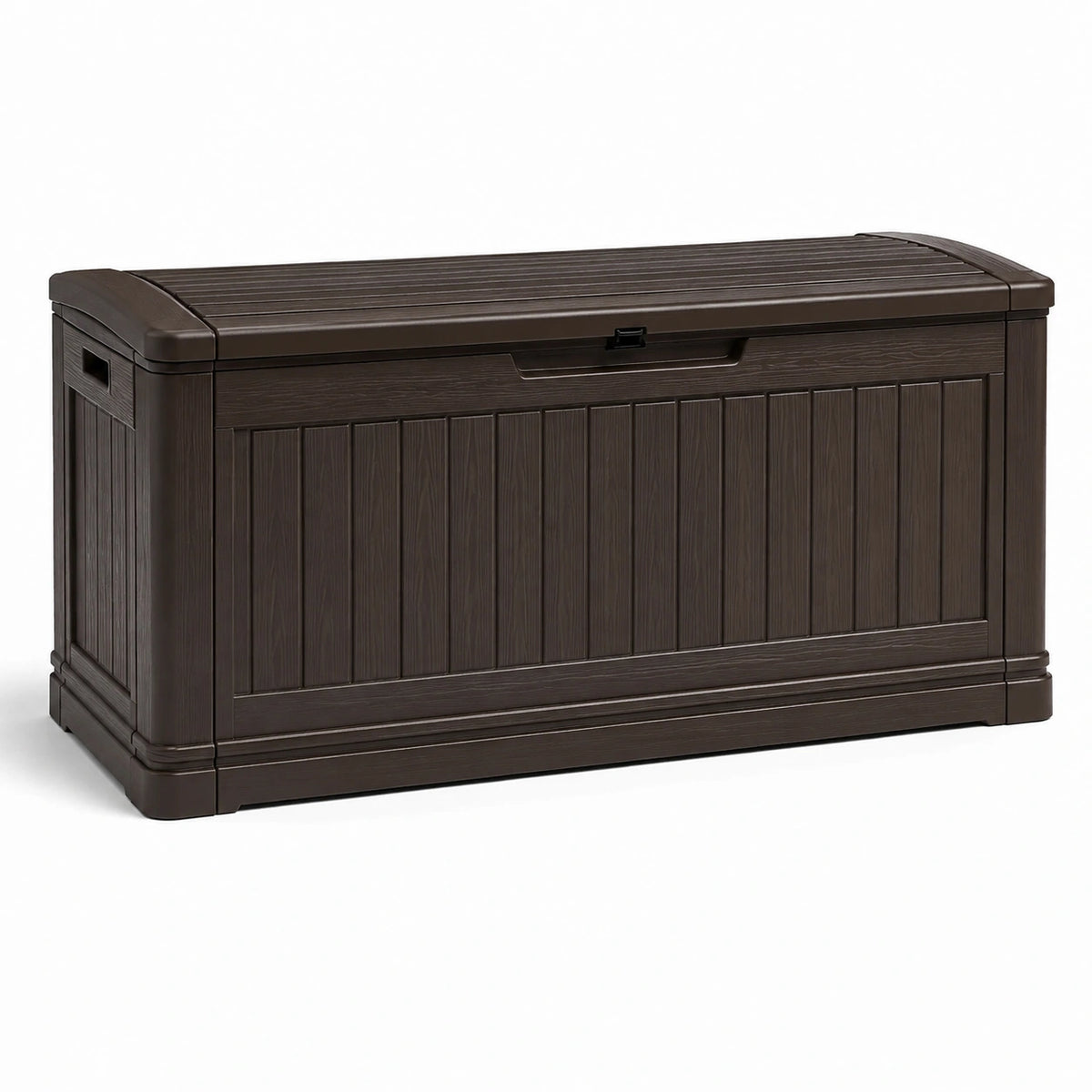 Baule da giardino in plastica marrone 128x62x65 cm