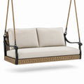 Dondolo da veranda in alluminio e corda con cuscini in poliestere beige