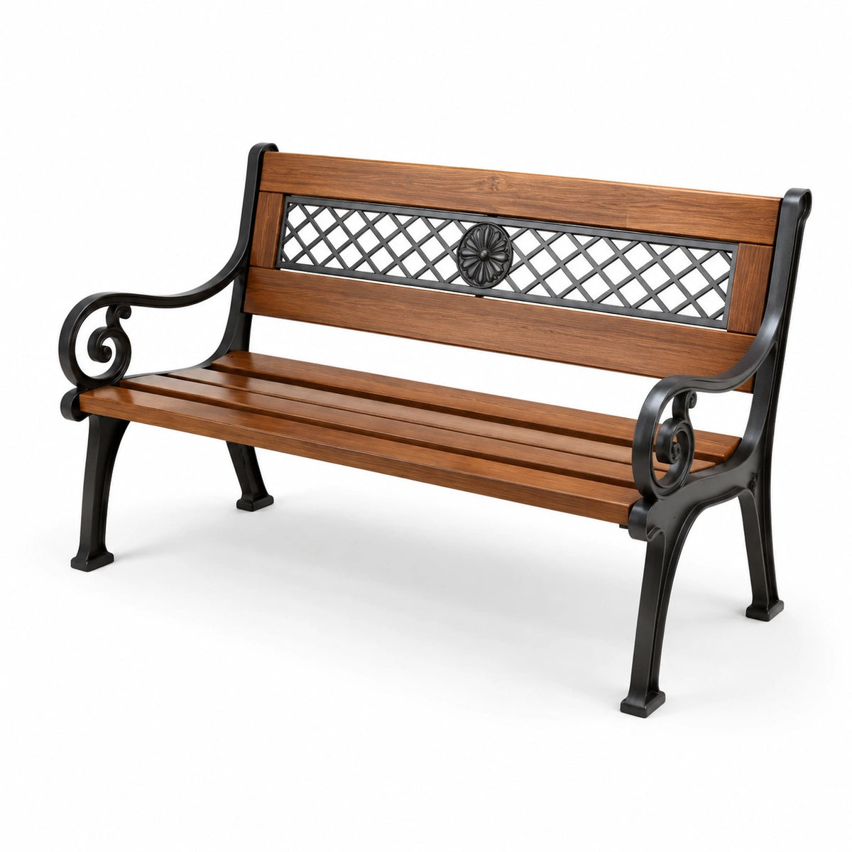 Panchina da esterno in legno e metallo 125 cm