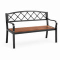 Panchina da giardino in metallo e legno nero/marrone