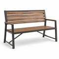 Panchina da esterno in legno e metallo marrone nero 120 cm