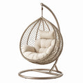 Poltrona sospesa in metallo con cuscino in poliestere beige